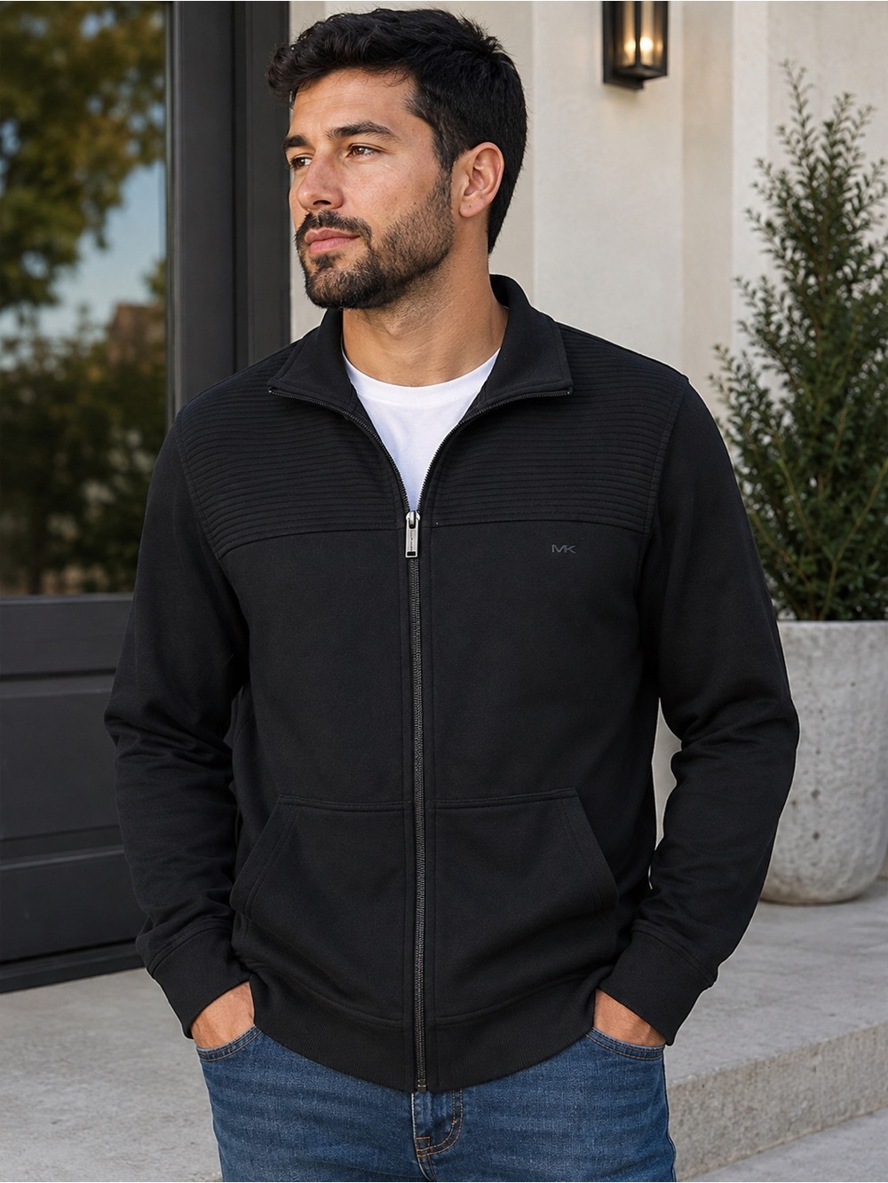 Michael Kors Men's Black Full-Zip Jacket Sz M